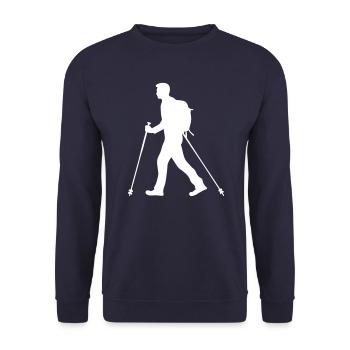Nordic Walking Man Silhouette - Unisex Sweatshirt - navy - Front - Alina (178cm) & Michal (187cm)