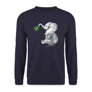 Elephant lucky charm - Unisex Sweatshirt - navy - Front - Alina (178cm) & Michal (187cm)
