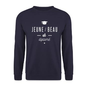 jeune beau et diplome - Sweat-shirt Unisexe - marine - Devant - Alina (178cm) & Michal (187cm)