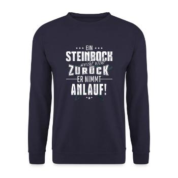 Steinbock Sternzeichen - Unisex Pullover - Navy - Vorne - Alina (178cm) & Michal (187cm)
