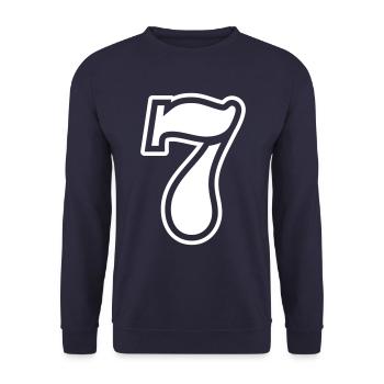 7 Zahl symbol - Unisex Pullover - Navy - Vorne - Alina (178cm) & Michal (187cm)