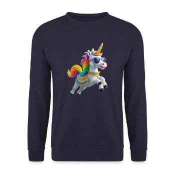 Licorne cool avec des lunettes de soleil arc-en-ciel - Sweat-shirt Unisexe - marine - Devant - Alina (178cm) & Michal (187cm)