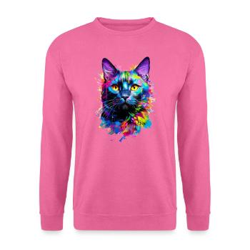 Chat domestique peint en noir - Sweat-shirt Unisexe - rose - Devant