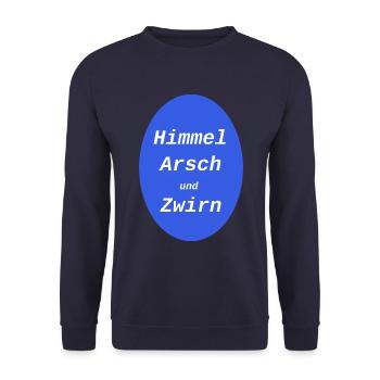 lustiger bayerischer Fluch - Unisex Pullover - Navy - Vorne - Alina (178cm) & Michal (187cm)