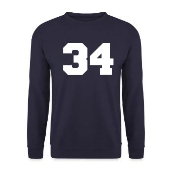 34 Numéro porte-bonheur Numéro d’anniversaire Collegestyle - Sweat-shirt Unisexe - marine - Devant - Alina (178cm) & Michal (187cm)
