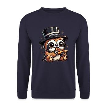 neujahr sylvester faultier süß comic happy new - Unisex Pullover - Navy - Vorne - Alina (178cm) & Michal (187cm)