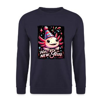 Axolotl Fête de la Saint-Sylvestre Vœu du Nouvel An - Sweat-shirt Unisexe - marine - Devant - Alina (178cm) & Michal (187cm)
