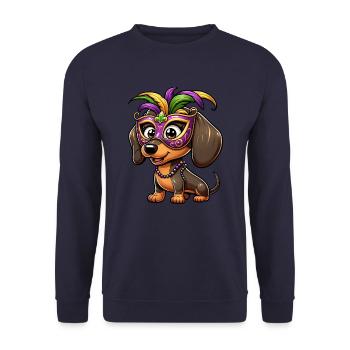 Mardi Gras Dachshund, Colorful Dog - Unisex Sweatshirt - navy - Front - Alina (178cm) & Michal (187cm)