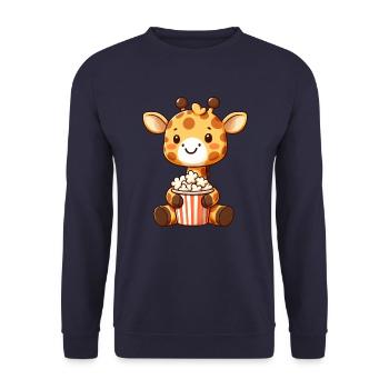 Drôle Girafe Popcorn Film Film Films Films - Sweat-shirt Unisexe - marine - Devant - Alina (178cm) & Michal (187cm)