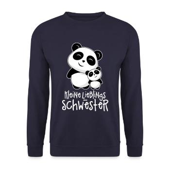 Kleine Lieblingsschwester - Beste Schwester Pandas - Unisex Pullover - Navy - Vorne - Alina (178cm) & Michal (187cm)