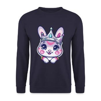 Süßer Hase mit Krone - Unisex Pullover - Navy - Vorne - Alina (178cm) & Michal (187cm)