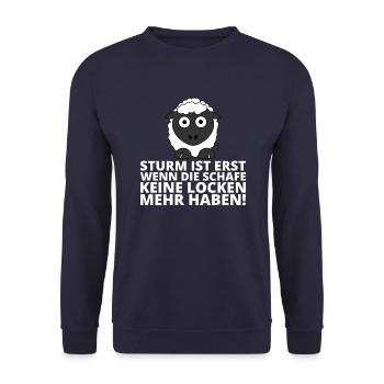 Sturm Schafe keine Locken Friesen Sprichwort - Unisex Pullover - Navy - Vorne - Alina (178cm) & Michal (187cm)
