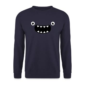 Funny Monster Face - Unisex Sweatshirt - navy - Front - Alina (178cm) & Michal (187cm)