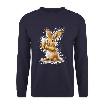 Bunny Bière Drôle - Sweat-shirt Unisexe - marine - Devant - Alina (178cm) & Michal (187cm)