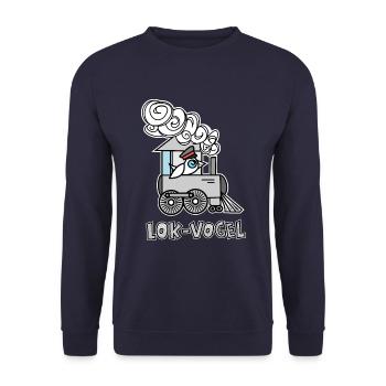 Lok-Vogel in der Bahn ist kein Zug Vogel Kinder - Unisex Pullover - Navy - Vorne - Alina (178cm) & Michal (187cm)