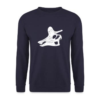 Lambeosaurus Fossilschädel - Unisex Pullover - Navy - Vorne - Alina (178cm) & Michal (187cm)