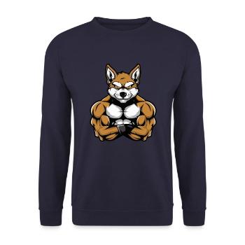 Akita Dog Muscles Bodybuilding - Unisex Sweatshirt - navy - Front - Alina (178cm) & Michal (187cm)