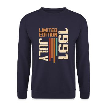 Juli 1991 Geburtstagsgeschenk 1991 Juli 1991 - Unisex Pullover - Navy - Vorne - Alina (178cm) & Michal (187cm)