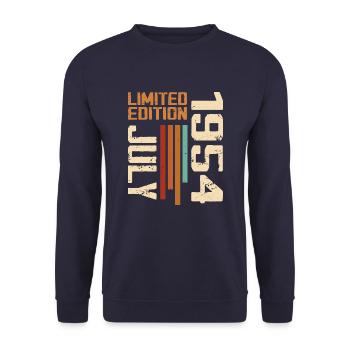 Juli 1954 Geburtstagsgeschenk 1954 Juli 1954 - Unisex Pullover - Navy - Vorne - Alina (178cm) & Michal (187cm)