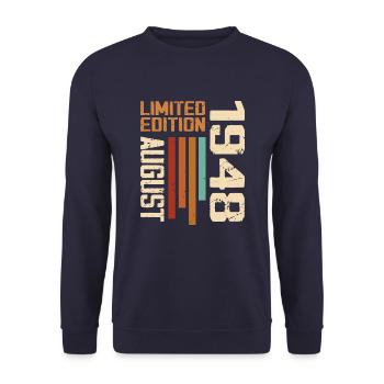 August 1948 Birthday Gift August 1948 August - Unisex Sweatshirt - navy - Front - Alina (178cm) & Michal (187cm)