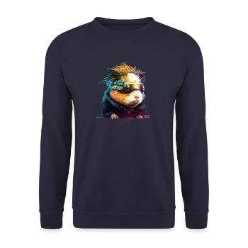 Cochon d'inde, animal de la collection Cyber Squad - Sweat-shirt Unisexe - marine - Devant - Alina (178cm) & Michal (187cm)