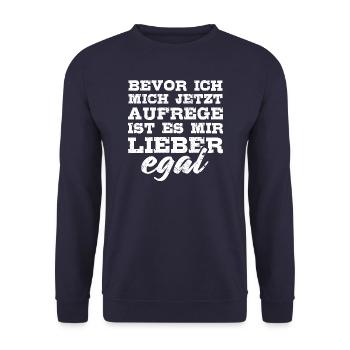 Bevor ich mich aufrege ist es mir lieber egal - Unisex Pullover - Navy - Vorne - Alina (178cm) & Michal (187cm)