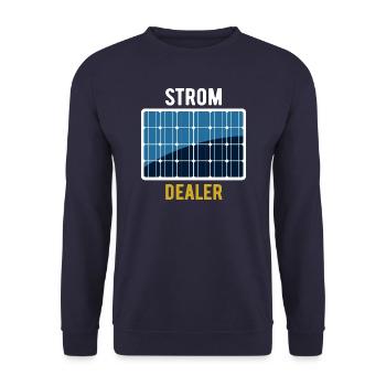 Strom Dealer - Photovoltaik - Solarenergie - Unisex Pullover - Navy - Vorne - Alina (178cm) & Michal (187cm)