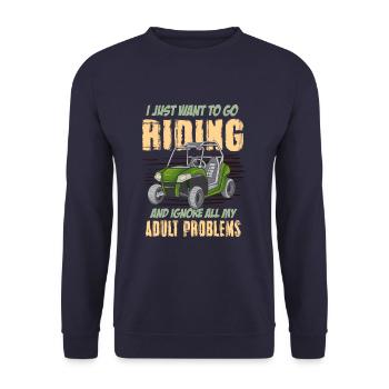 Funny UTV Quad Rider Dirt Bike Mud Trail Riding - Unisex Sweatshirt - navy - Front - Alina (178cm) & Michal (187cm)