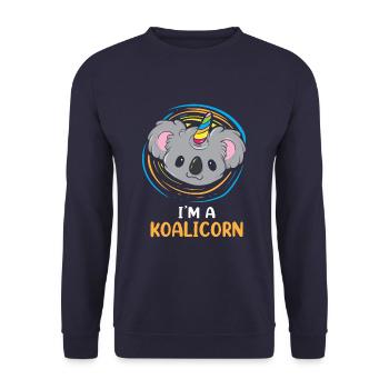 I'm A Koalicorn Funny Koala Unicorn Animal - Unisex Pullover - Navy - Vorne - Alina (178cm) & Michal (187cm)
