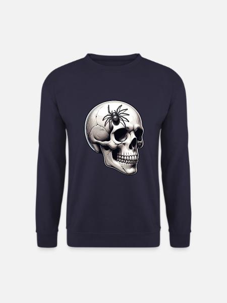 Bleicher Skull mit großer Spinne auf dem Schädel - Unisex Pullover - Navy