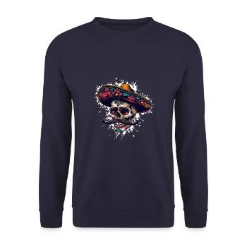 Mexican Skull Sombrero - Unisex Sweatshirt - navy - Front - Alina (178cm) & Michal (187cm)