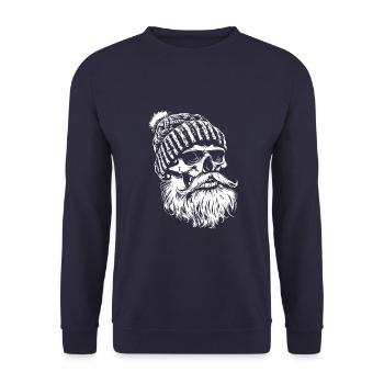 Holzfäller Skull - Unisex Pullover - Navy - Vorne - Alina (178cm) & Michal (187cm)