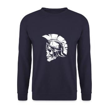 Spartan Skull Gladiator - Unisex Sweatshirt - navy - Front - Alina (178cm) & Michal (187cm)