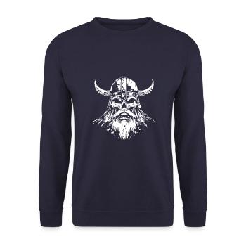 Viking Skull - Unisex Sweatshirt - navy - Front - Alina (178cm) & Michal (187cm)