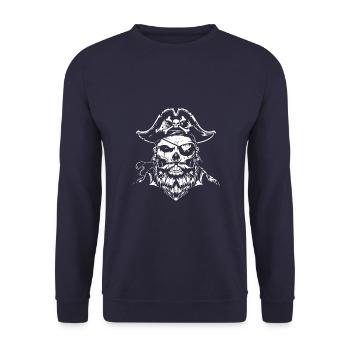 Pirate Skull - Unisex Sweatshirt - navy - Front - Alina (178cm) & Michal (187cm)