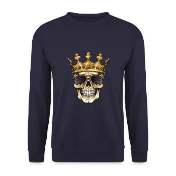 Couronne de fête Crâne Roi - Sweat-shirt Unisexe - marine - Devant - Alina (178cm) & Michal (187cm)
