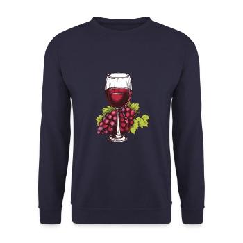 Wine Glass Grapes Wine - Unisex Sweatshirt - navy - Front - Alina (178cm) & Michal (187cm)