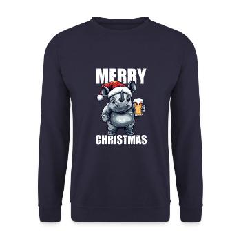 Bière de rhinocéros Joyeux Noël - Sweat-shirt Unisexe - marine - Devant - Alina (178cm) & Michal (187cm)