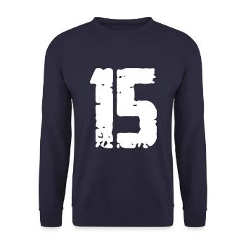 15 Zahl Vintage - Unisex Pullover - Navy - Vorne - Alina (178cm) & Michal (187cm)