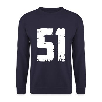 51 Zahl Vintage - Unisex Pullover - Navy - Vorne - Alina (178cm) & Michal (187cm)