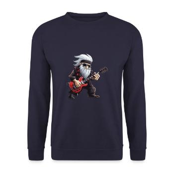 Santa Claus Guitar Santa - Unisex Sweatshirt - navy - Front - Alina (178cm) & Michal (187cm)