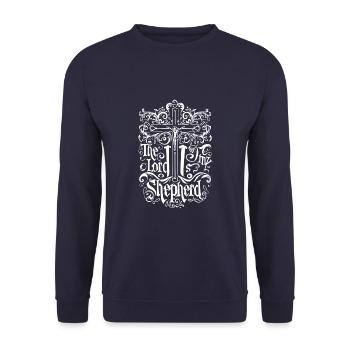 Der Herr Ist Mein Hirte Jesus Bibelvers - Unisex Pullover - Navy - Vorne - Alina (178cm) & Michal (187cm)