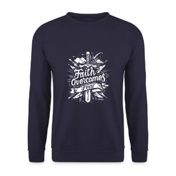 Faith Bible verse Bible verse Jesus Christ - Unisex Sweatshirt - navy - Front - Alina (178cm) & Michal (187cm)