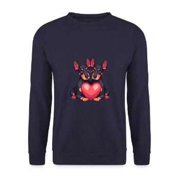 Doberman Chien Couple Amour La Saint-Valentin - Sweat-shirt Unisexe - marine - Devant - Alina (178cm) & Michal (187cm)