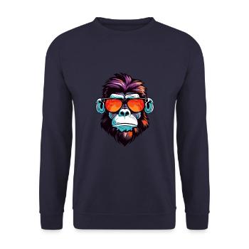 Monkey Head Portrait Cool - Unisex Sweatshirt - navy - Front - Alina (178cm) & Michal (187cm)