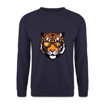 Tiger Kopf Porträt Cool - Unisex Pullover - Navy - Vorne - Alina (178cm) & Michal (187cm)