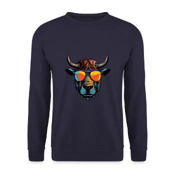 Bull Head Portrait Cool Taurus - Unisex Sweatshirt - navy - Front - Alina (178cm) & Michal (187cm)