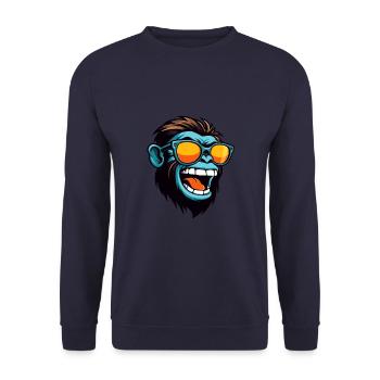 Monkey Head Portrait Cool - Unisex Sweatshirt - navy - Front - Alina (178cm) & Michal (187cm)