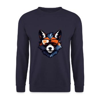Fuchs Kopf Porträt Cool - Unisex Pullover - Navy - Vorne - Alina (178cm) & Michal (187cm)