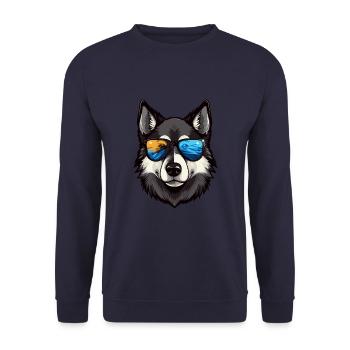 Husky Chien Tête Portrait Cool - Sweat-shirt Unisexe - marine - Devant - Alina (178cm) & Michal (187cm)